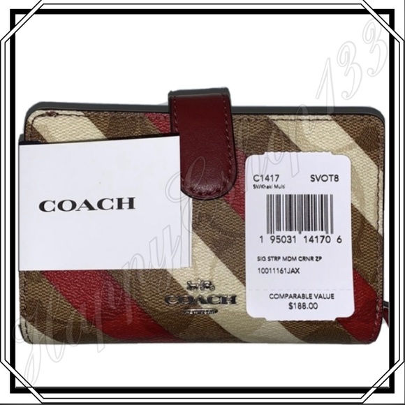 Coach Medium Corner Zip Wallet in Signature Canvas - Picture 10 of 11